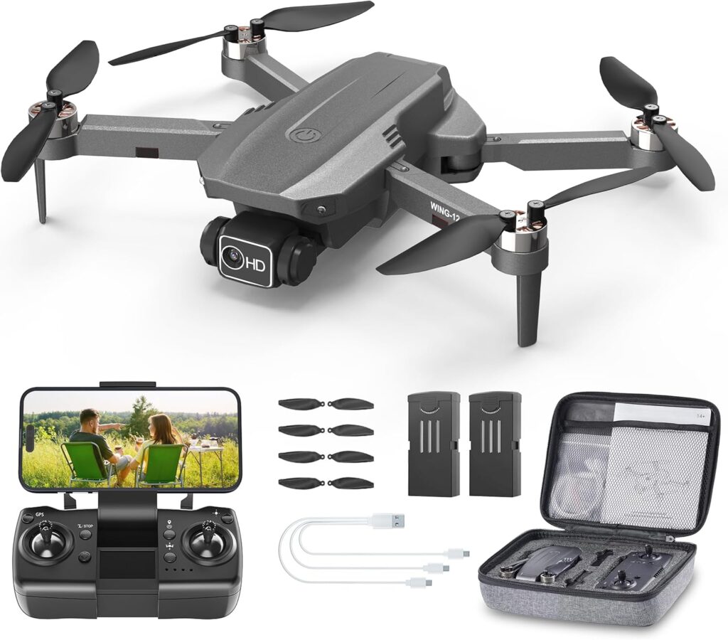 B12 Drone with Camera 4K, GPS Drone, Under 249g, RC Quadcopters with Follow Me. Brushless Motor, Smart Auto Return Home, Waypoint Fly, Lightweight and Foldable Quadcopters for Beginner
