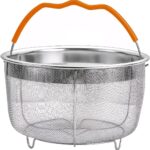 Steamer Basket for Instant Pot Accessories 6 & 8 Qt – Stainless Steel Mesh Strainer Insert – Vegetable Steamer for Cooking Broccoli, Eggs, Pasta – Fits All Pressure Cooker Pots – Silver