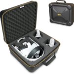 USA Gear VR Headset Case – Virtual Reality Hard Shell Storage Compatible with Meta Quest 3s, Oculus Quest Gaming Headset & More – VR Travel Case with Customizable Foam Interior & Egg-Crate Foam Top