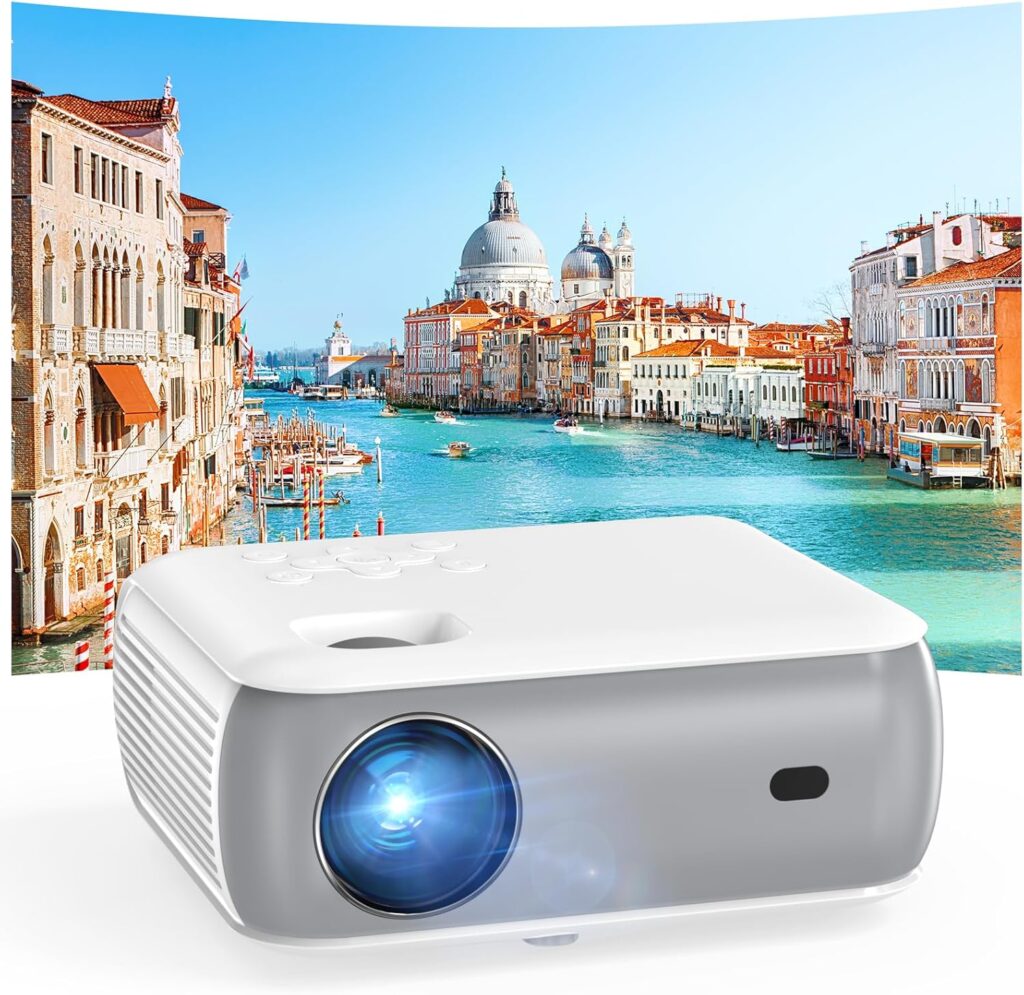 GROVIEW Native 1080P Bluetooth Projector, Home Theater Movie Mini Portable Projector with Built in Speaker, Compatible with PS5/Switch/USB for Bedroom Outdoor Indoor Use