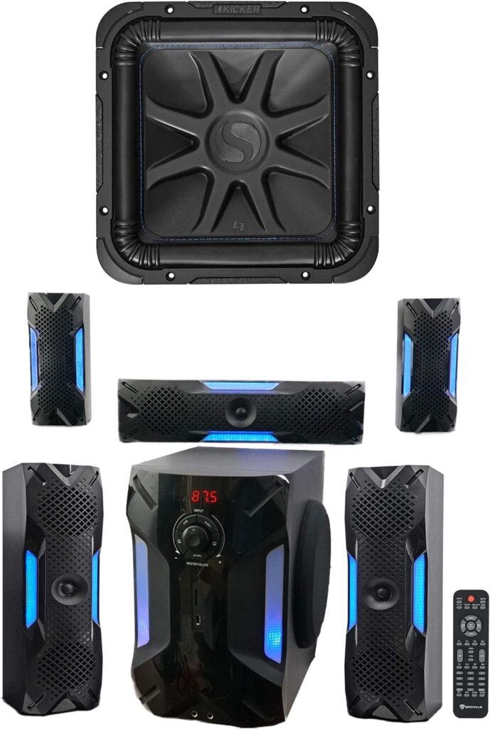 Kicker Bundle: L7S122 12″ 1500 Watt Solobaric L7S Car Subwoofer Solo-Baric Bundle with Free Rockville HTS56 1000w 5.1 Channel Home Theater System/Bluetooth/USB+8″ Subwoofer (2 Items)
