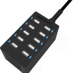 Sabrent 60 Watt (12 Amp) 10-Port [UL Certified] Family-Sized Desktop USB Rapid Charger. Smart USB Ports with Auto Detect Technology [Black] (AX-TPCS)