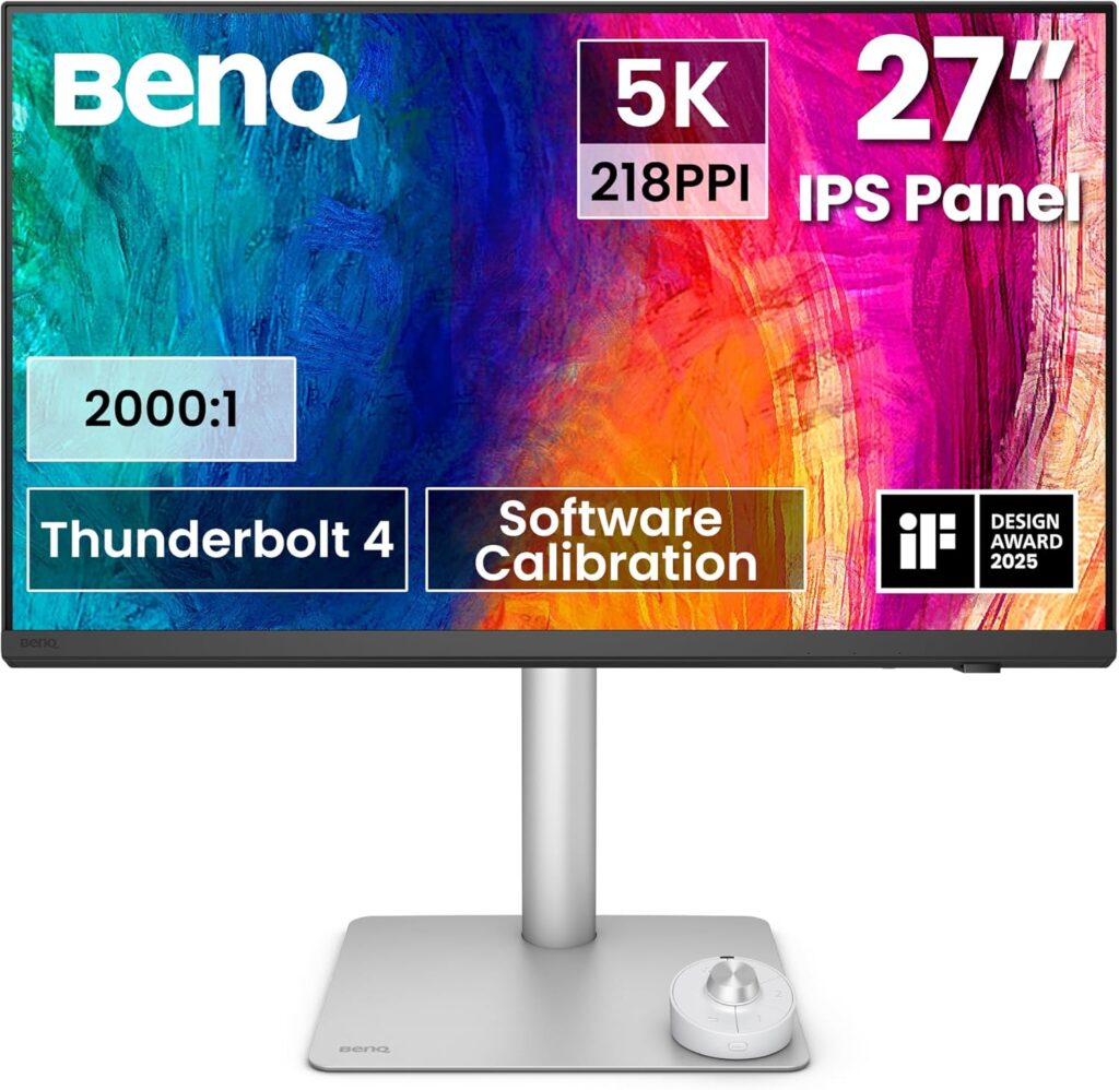 BenQ PD2730S 27″ 5K 218 PPI Mac Monitor, 90W Thunderbolt 4, 98% P3, Uniformity, 2000:1 Contrast, Nano Matte Panel, Daisy Chain, KVM, Height Adjustable, for 3D Artists, VFX Animators, Game Designers