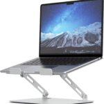 SOUNDANCE Laptop Stand for Desk with Stable Heavy Base, Adjustable Height Multi-Angle, Ergonomic Metal Riser Holder, Foldable Mount Elevator, Compatible with 10 to 15.6 Inches PC Computer, Silver