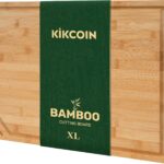 Bamboo Cutting Boards for Kitchen, Extra Large Wood Cutting Board with Deep Juice Groove and Handle Heavy Duty Chopping board, Kikcoin, 17.6″ x 12″