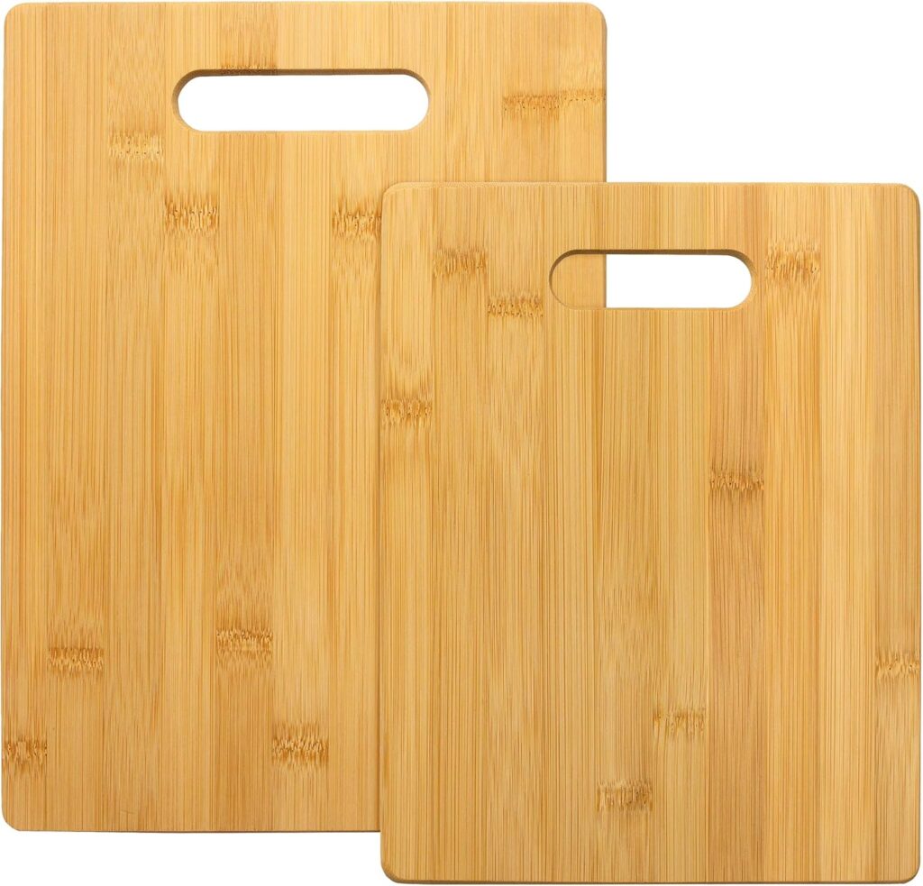 Totally Bamboo 2-Piece Cutting Board Set; 2 Assorted Sizes of Bamboo Wood Cutting Boards for Kitchen
