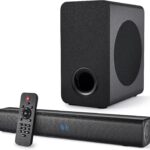 Sound Bar Speakers Bluetooth Wireless, TV Speakers Sound Bar Subwoofer, Home Theater Surround Sound Bar HDMI(ARC) Optical AUX USB 2.1ch Home Audio Sound System TV PC Wall Mount, Black