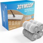 JOYMOOP Flat Mop Pads, Microfiber Mop Cleaning Pads, Washable Pads, Pads Replacement Flat Mop or Mop Bucket Set, Pack of 4 Refills 13inch – Grey and Stripe