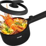 HYTRIC Hot Pot Electric, 1.5L Portable Non-stick Frying Pan, Electric Cooker for Steak, Egg, Pasta, Ramen Cooker with Dual Power Control, Mini Electric Pot for Office, Dorm Room Essential, Black