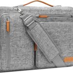 MOSISO 360 Protective Laptop Shoulder Bag,15-15.6 inch Computer Bags Compatible with MacBook Pro 16 inch, HP, Dell, Lenovo, Asus Notebook,Side Open Messenger Bag with 4 Zipper Pockets, Gray