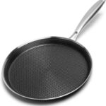 Innerwell Nonstick Crepe Pan 12 inch Stainless Steel Crepe Pan Honeycomb Coating Flat Skillet Tawa Dosa Tortilla Pan,Omelet Pan with All Stove Tops Available, Induction Compatible