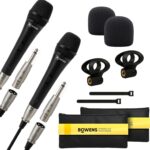 Bowens Dynamic Microphone 2-Pack – Wired Handheld XLR Mics with 15ft Cables, Professional Vocal Microphones for Singing, Karaoke, Podcasting, PA Systems, and Studio Recording Microfono