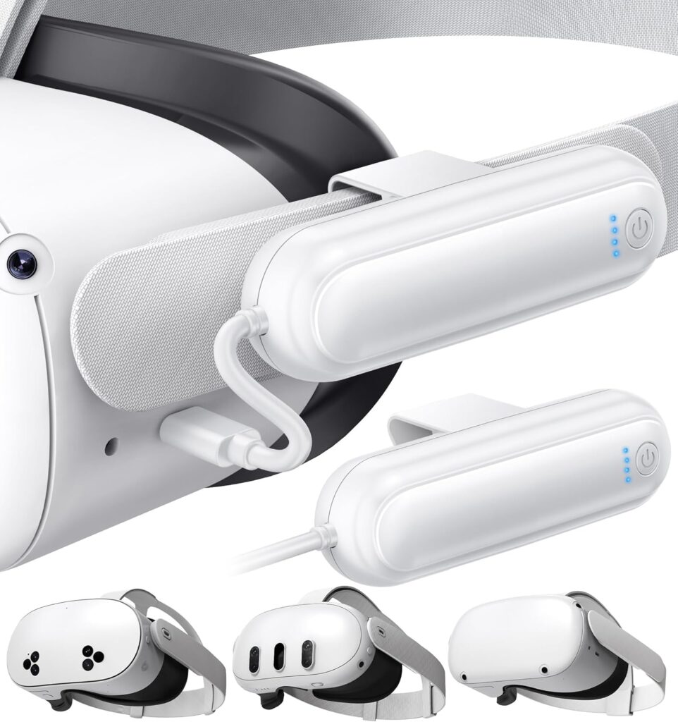 YUANHOT 2 Pack 20000mWh Battery Pack for Meta Quest 3S/3/2, 18W Fast Charger for Oculus Quest 3S/3 Accessories, Extended VR Headset Battery Pack, Lightweight and Portable Battery for Extra 2-4H