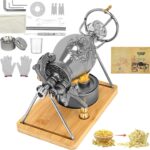 350ml Chinese Popcorn Cannon Machine, Popcorn Pressure Cooker, Chinese Pressure Popcorn Maker, Retro Popcorn Popper, Double Valve Hand Popcorn Machine for Family Gathering Party Fun with Cotton Bag