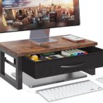 Computer Monitor Stand Riser with Drawer, 2-Tier Desk Accessories & Workspace Organizers, Laptop Stand for Desk with Storage, Office Organization, Wood
