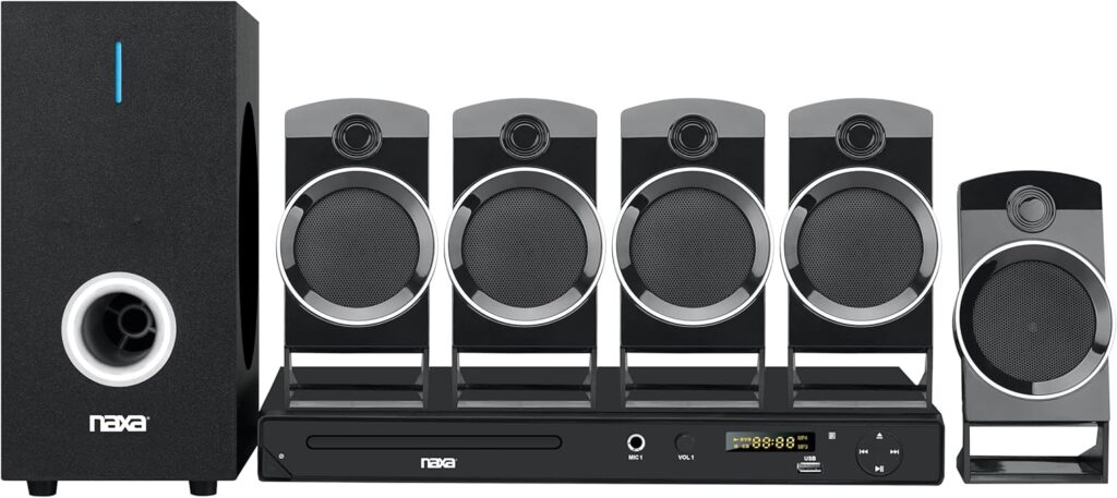 NAXA Electronics ND-859 5.1-Channel Home Theater DVD/Digital Media Player and Karaoke System, black