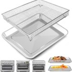 Air Fryer Basket Tray Replacement for Cuisinart TOA-60 TOA-65 TOA-70 Toaster Air Fryer Convection Oven, 12.4 * 11” Mesh Air Fryer Steel Basket Wire Rack Accessories Parts, Dishwasher Safe