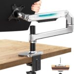 Single Monitor Arm Desk Mount, Holds Screens up to 40 Inches and 25 lbs, Fully Adjustable Vesa Monitor Mount with C-Clamp and Grommet Base, Aluminum, Silver