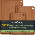 Bamboo Cutting Board, Durable Wood Cutting Boards for Kitchen with Deep Juice Grooves & Built-in Handles, Ideal Charcuterie & Chopping for Meat, Vegetables and Fruits Ideal Kitchen Gifts