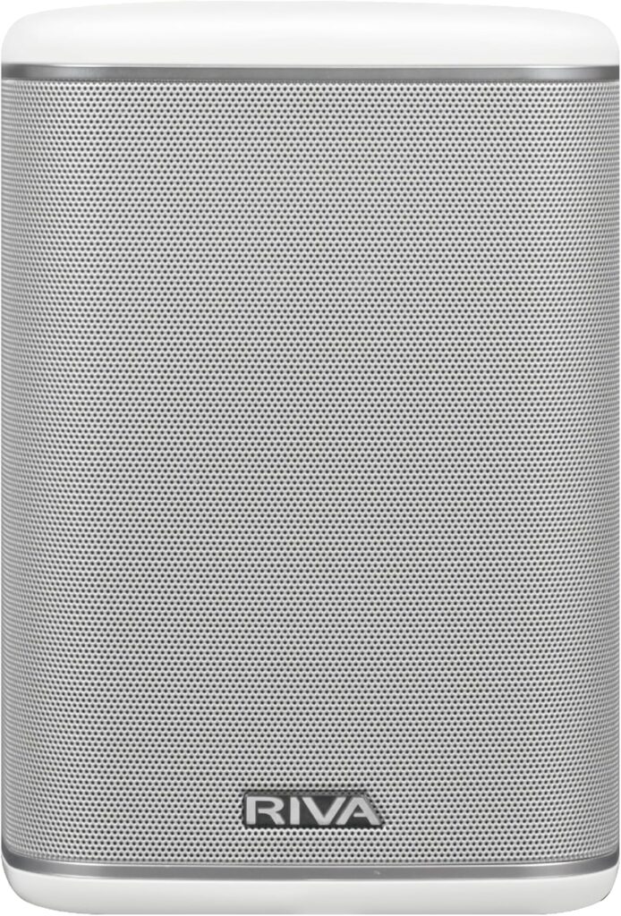 RIVA Upgraded Arena Wi-Fi Bluetooth Hi-Fi Speaker, 6 Drivers, 50W, Multiroom Music System, Supports Airplay 2, Chromecast, Spotify, Tidal and More Streaming (White)