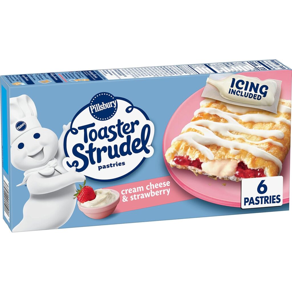 Pillsbury Toaster Strudel Frozen Pastries, Cream Cheese and Strawberry, 6 Ct, 11.7 oz