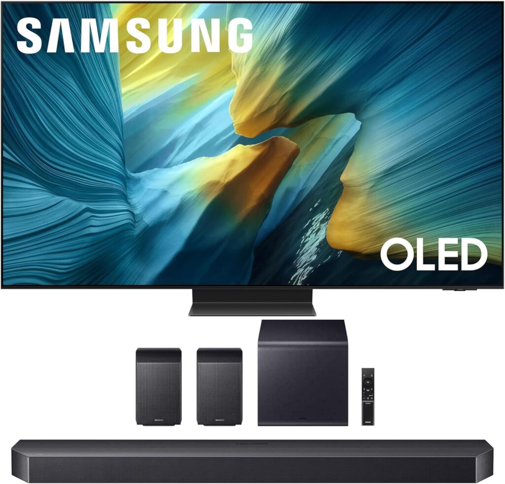 SAMSUNG QN77S95FAFXZA 77 Inch OLED HDR Pro 4K Smart TV with a HW-Q990F Q Series Soundbar 11.1.4 Ch Subwoofer with Rear Speakers (2025)