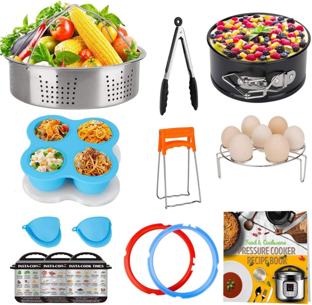 3 Qt Accessories Set for Pot, Compatible with Pot Accessories 3 Quart Only, Mini Accessory Including Sealing Ring Steamer Basket Springform Pan Egg Rack Trivet