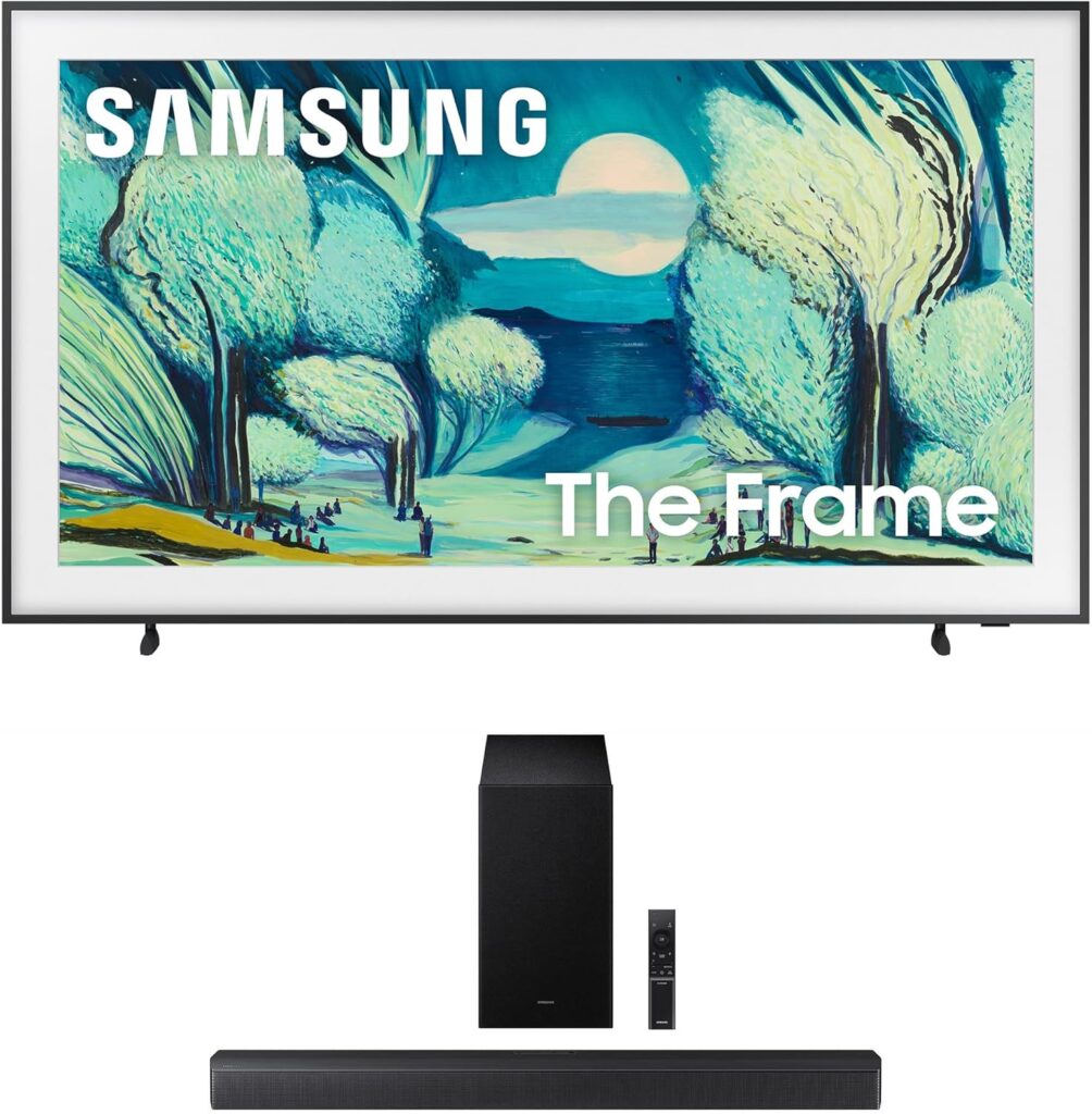 Samsung QN55LS03FAFXZA 55 Inch The Frame QLED 4K Art Mode Vision AI Smart TV with a Samsung HW-B630F B-Series Soundbar 3.1 Ch and Subwoofer with Dolby Audio (2025)