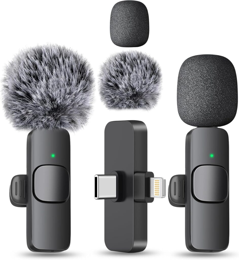 MAYBESTA Wireless Mini Microphone for iPhone, Android Phone – Bluetooth Lavalier Lapel Mic for Audio Video Recording – Clip on Content Creator Microphones for YouTube Tiktok Podcast Vlogging