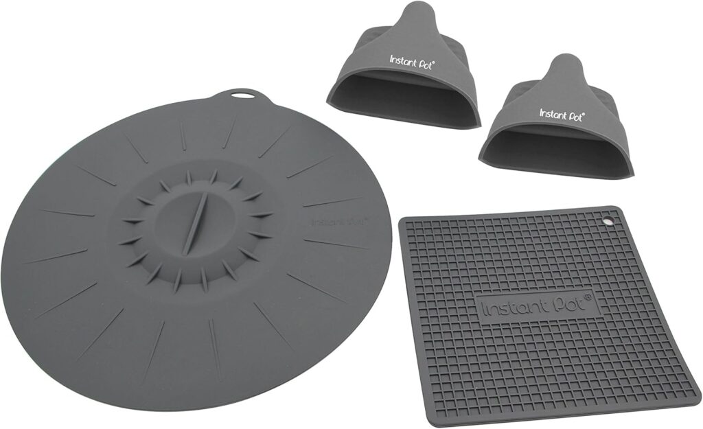Instant Pot Electric Pressure Cooker Official Starter Accessories Set – Pair of Mini Mitts, Heat Resistant Mat/ Pot Holder, & Suction Sealing Lid