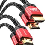 JSAUX HDMI Cable 2.1 6FT 2-Pack 48Gbps 4K Ultra High Speed Cord (8K@60Hz 7680×4320, 4K@120Hz) eARC HDR10 HDCP 2.2 & 2.3 3D, Compatible with PS5/PS4/X-Box/Roku TV/HDTV/Blu-ray/LG/Samsung QLED