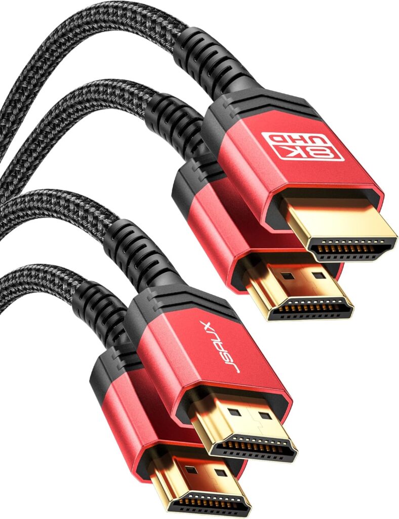JSAUX HDMI Cable 2.1 6FT 2-Pack 48Gbps 4K Ultra High Speed Cord (8K@60Hz 7680×4320, 4K@120Hz) eARC HDR10 HDCP 2.2 & 2.3 3D, Compatible with PS5/PS4/X-Box/Roku TV/HDTV/Blu-ray/LG/Samsung QLED