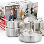 GreenPan x Bobby Flay 10 Piece Stainless Steel Cookware Set, Tri-Ply Multiclad Pots & Pans, Professional Grade, Oven & Broiler Safe to 600°F, Dishwasher Safe, Durable, Induction Compatible, Silver