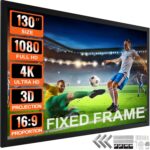 VEVOR Projector Screen Fixed Frame 130inch Diagonal 16:9 Movie Projector Screen 4K HD with Aluminum Frame Projector Screen Wall Mounted for Home Theater Office