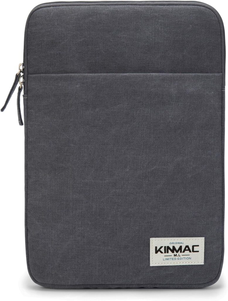 Kinmac 360° Protective Vertical Style Laptop Sleeve Case Bag with Pocket for MacBook Pro 14 inch and 14 inch-14.4 inch Screen Laptop (Grey Canvas)
