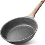 Caannasweis Nonstick Granite Frying Pan Skillet, Non Stick Omelette Frying Pans, Omelet Egg Pan, Stone Cookware Chef’s Pan, Induction Compatible, PFOA Free (Gray, 8 Inch)