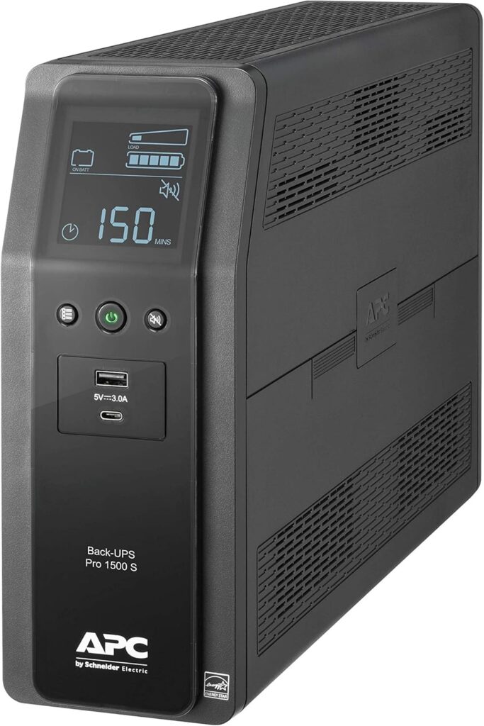 APC UPS Back-UPS Pro, 1500VA Sinewave UPS Battery Backup & Surge Protector, LCD, AVR, BR1500MS2