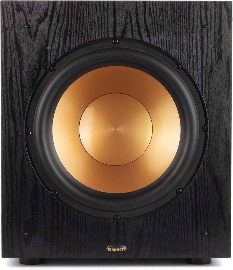 Klipsch Synergy Black Label Sub-100 10” Front-Firing Subwoofer with 150 Watts of continuous power, 300 watts of Dynamic Power, and All-Digital Amplifier for Powerful Home Theater Bass
