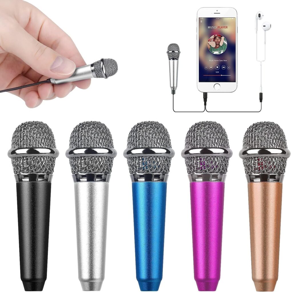 Mini Portable Vocal/Instrument Microphone for Voice Video Recording Singing,Vlogging, Podcasting, Tiny Microphone for iPhone Android Phone Computer Latop Notebook Tablet iPad(Silver)