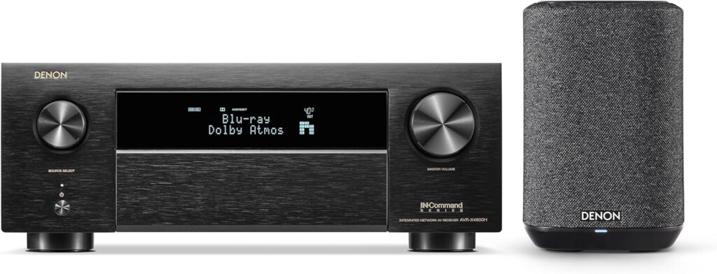 Bundle of Denon AVR-X4800H 9.4-Ch Receiver – 8K UHD Home Theater AVR (125W X 9) Built-in Bluetooth, Wi-Fi + Denon Home 150 NV Wireless Speaker (Black), 1″ Tweeter, 3.5″ Woofer