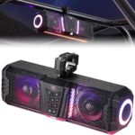KEMIMOTO Midnight 40 16-inch IP66 Waterproof UTV Sound Bar, Louder RGB 2-Speaker Audio Music Sync Multicolor Light Sound System with Bluetooth for UTV ATV Golf Cart Boat w/1”-2” Roll Bar, Black