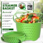 Avokado Silicone Steamer Basket for 6qt Instant Pot [3qt, 8qt avail], Ninja Foodi, Other Pressure Cookers – 100% Food Safe, BPA-Free, Dishwasher Safe Collapsible Vegetable Steamer Basket & Strainer