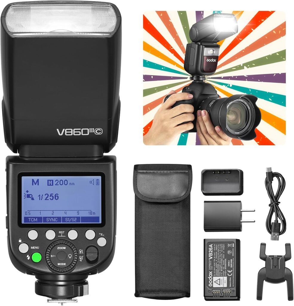 Godox V860III-C Camera Flash for Canon, Modeling Lamp 2.4G Wireless TTL HHS 1/8000S 5300K, 7.2V/2600mAh Li-ion Battery 1.5s Recycling 480 Full Power for Portrait Studio Indoor Outdoor Photography