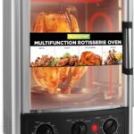 Nutrichef Vertical Countertop Oven with Rotisserie, Bake, Broil, & Kebab Rack Functions – Adjustable Settings – 2 Shelves – 1500W – Thanksgiving Turkey – Includes Grill, Kebab skewer racks & bake pan