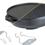 Lodge Cast Iron Cook-It-All Kit. Five-Piece Cast Iron Set includes a Reversible Grill/Griddle 14 Inch, 6.8 Quart Bottom/Wok, Two Heavy Duty Handles, and a Tips & Tricks Booklet.