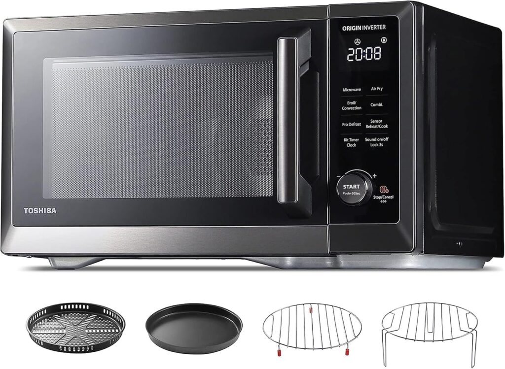 TOSHIBA Countertop Microwave Oven Air Fryer Combo, Inverter, Convection, Broil, Speedy Combi, Even Defrost, Humidity Sensor, Mute Function, 27 Auto Menu&47 Recipes, 1.0 cu.ft/30QT, 1000W