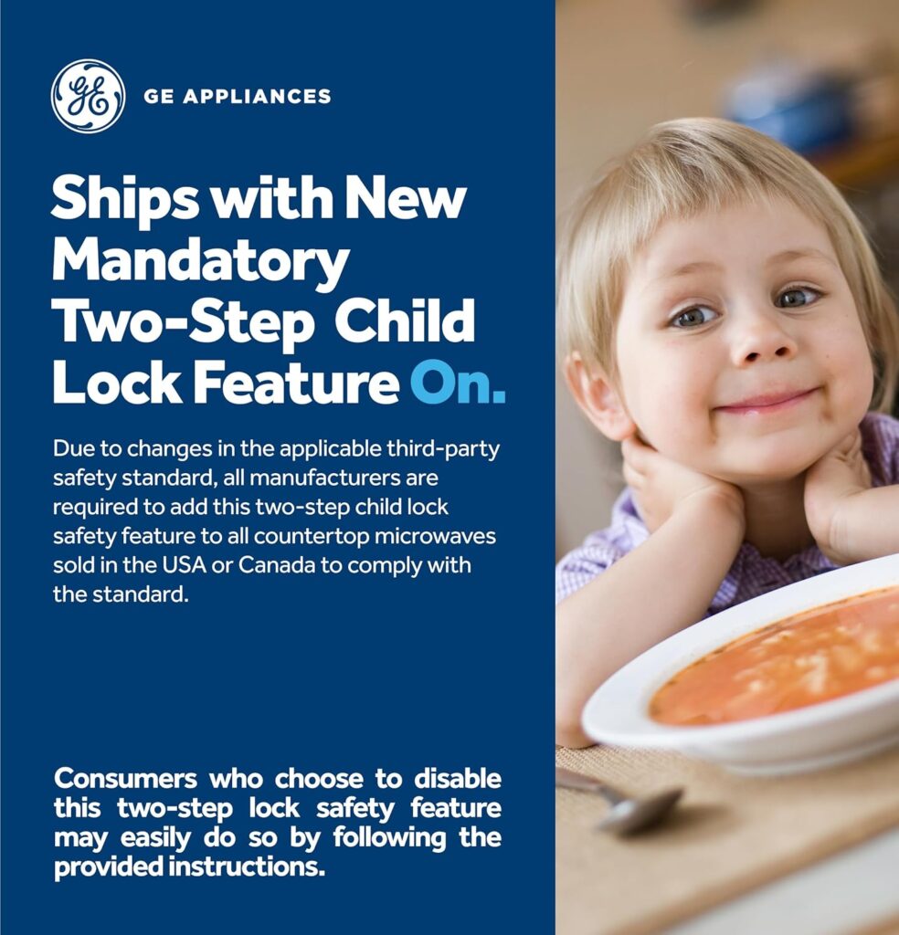 GE GCHK07N1WBB Microwave Oven, 700-watt 6 Auto Cooking Settings, Child-Lock Technology, Kitchen Essentials for The Countertop, Dorm Room or Apartment, 0.7 Cu. Ft, Black