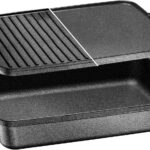 Bruntmor 3-in-1 Pre-Seasoned Cast Iron Pan with Reversible Grill Griddle Lid – 17.8″x11″x3.3″ Non-Stick Multi Cooker Deep Roasting Grill Pan – Dutch Oven, Frying or Roasting Pan for Open Fire Camping