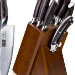 HOSHANHO 8-Piece Kitchen Knife Set, Japanese High Carbon Super Steel Knife Sets with Block, Professional Ultra Sharp Chef Knife Set with Scissors