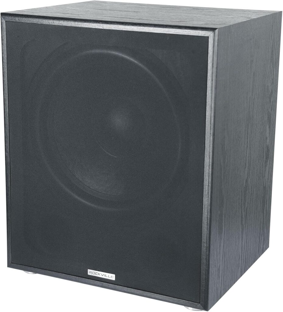 Rockville Rock Shaker 15″ Powered Subwoofer, 1000W Peak / 500W RMS, Class-D, MDF Enclosure, RCA, Speaker Inputs, Phase & Crossover Control, Black, for Home Theater & Studio